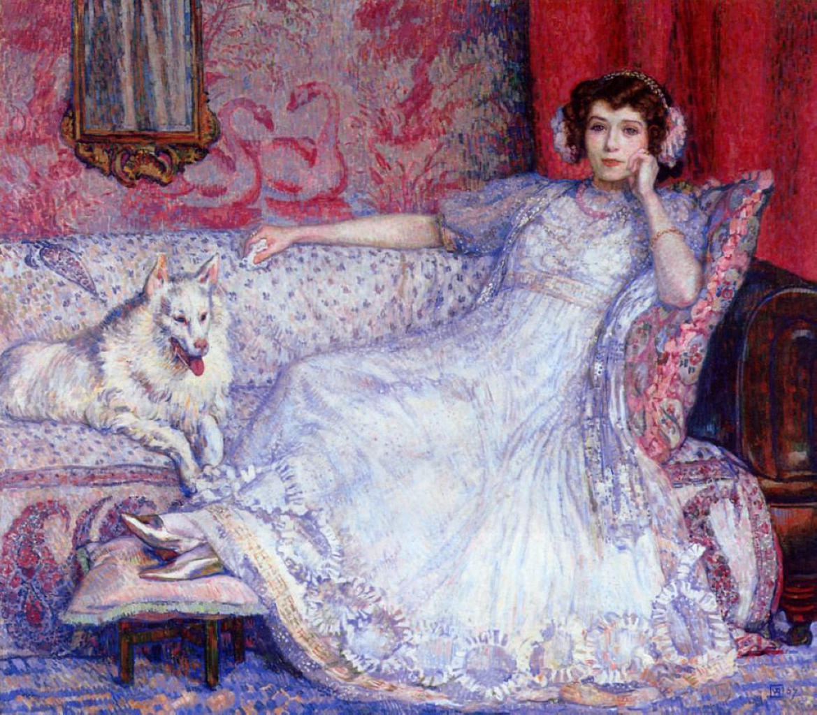 The Woman in White (Portrait of Madame Helene Keller) (1907) Théo van Rysselberghe tablo - Dekolata