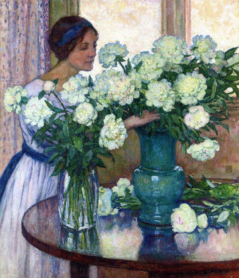 White Peonies (1913) Théo van Rysselberghe tablo - Dekolata