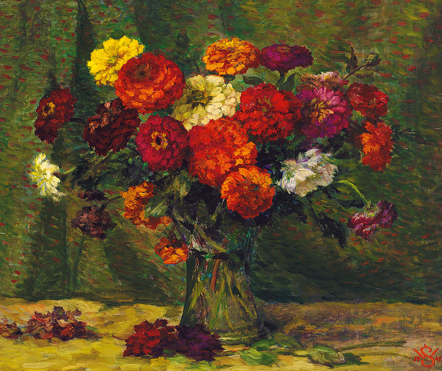Blumen in Einer Vase (1926) Willy Schlobach tablo - Dekolata