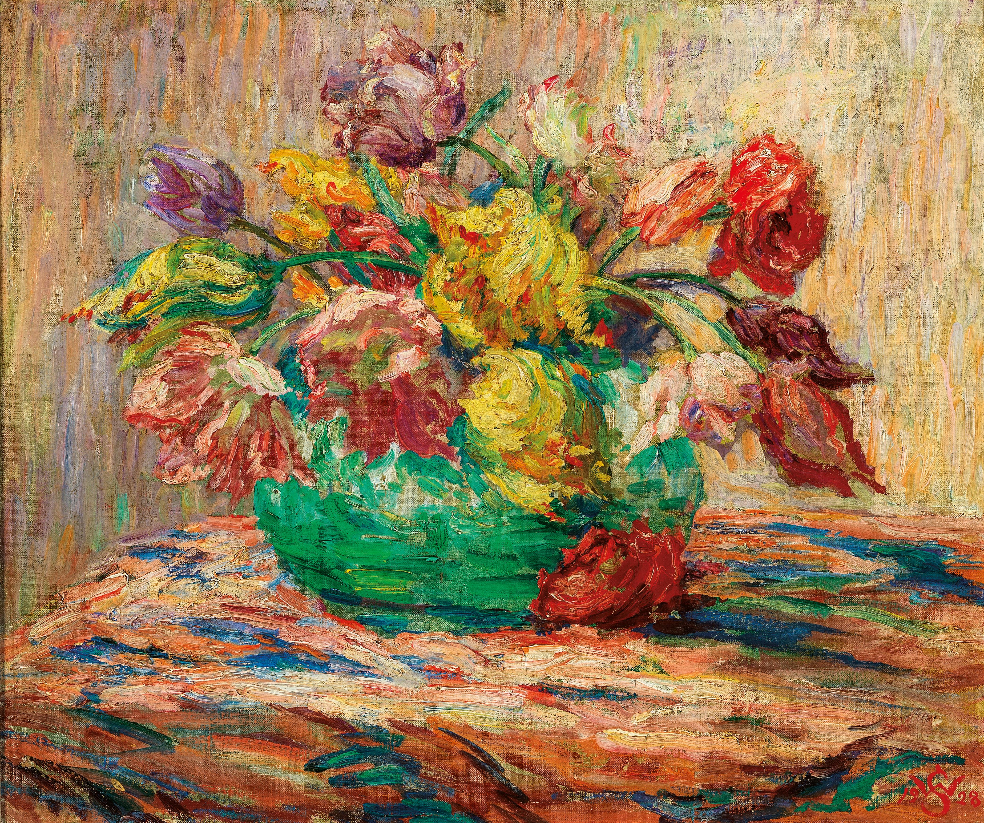 Vase with Tulips (1928) Willy Schlobach tablo - Dekolata
