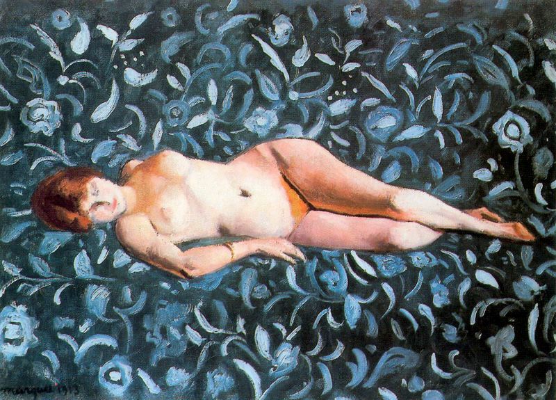 Nude on a Blue Background (1913) Albert Marquet tablo - Dekolata