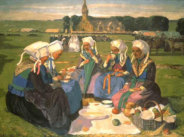 Femmes de Plougastel au Pardon de Sainte Anne La Palud (1903) Charles Cottet tablo - Dekolata
