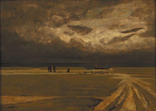 Fishermen fleeing the storm (1893) Charles Cottet tablo - Dekolata