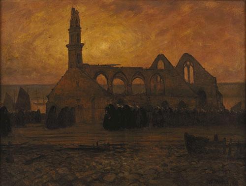Lamentation of women Camaret around the chapel of burnt Roch' Amadour (1911) Charles Cottet tablo - Dekolata