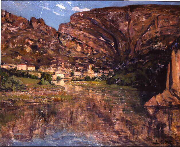 Petit village au pied de la falaise (1905) Charles Cottet tablo - Dekolata