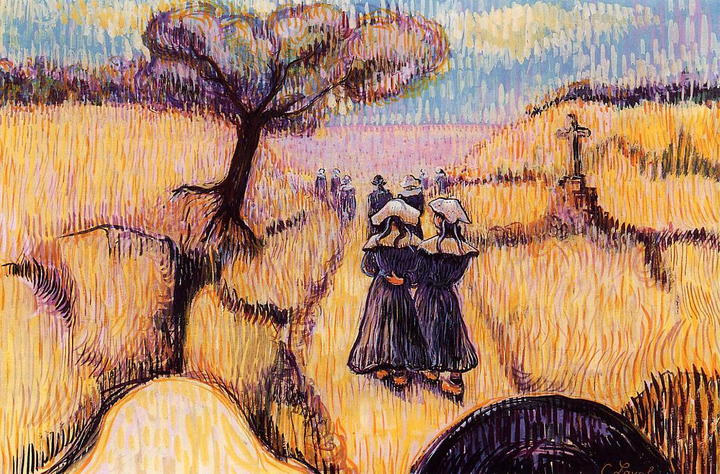 Bretons Se Promenant (1889) Charles Laval tablo - Dekolata