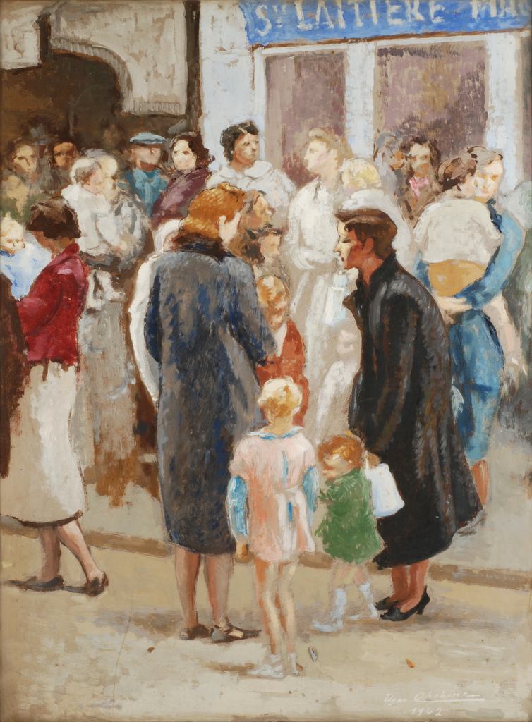 Paris Under Occupation, the Line for Milk (1942) Edgar Chahine tablo - Dekolata