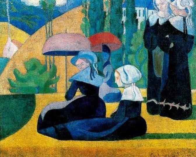 Breton Women with Parasols (1892) – Émile Bernard Tablo