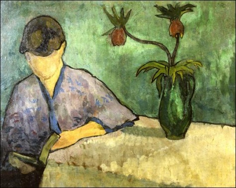 Young Woman in Kimono, Reading (1887) Émile Bernard tablo - Dekolata