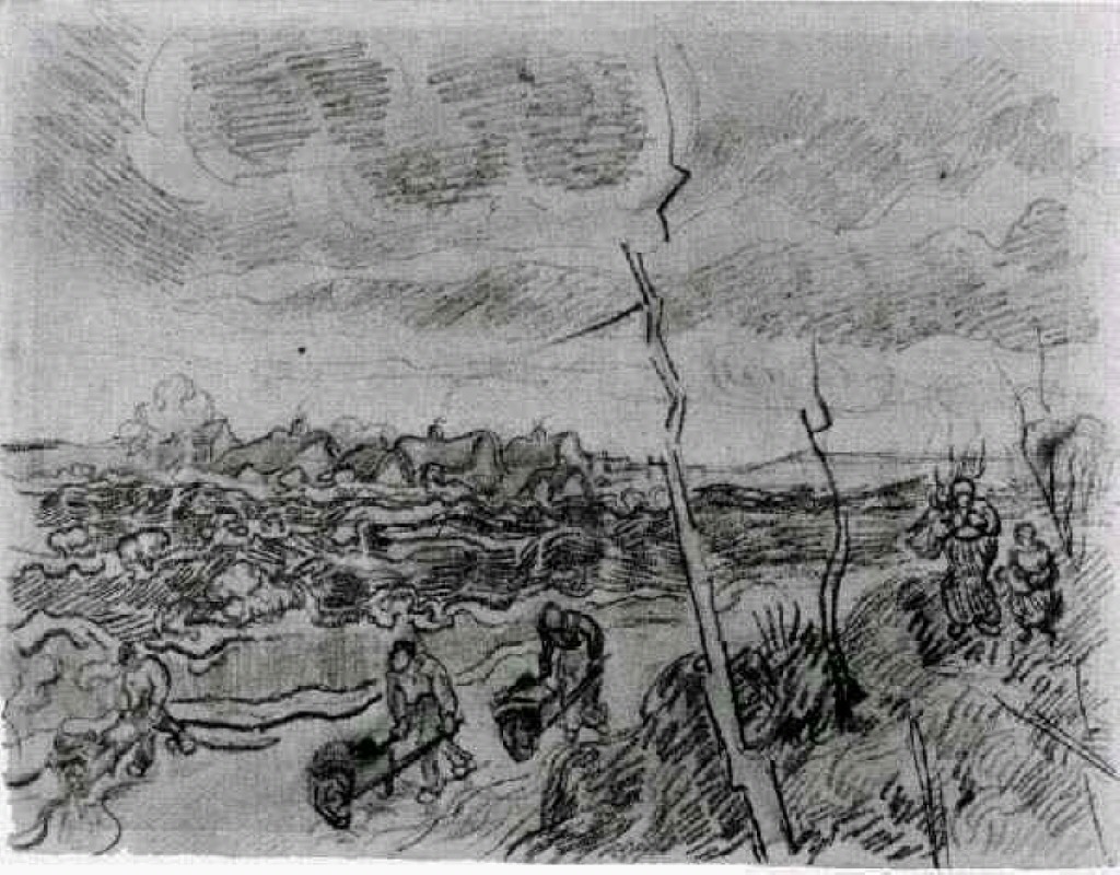 Landscape with Cottages (1890) Vincent van Gogh tablo - Dekolata