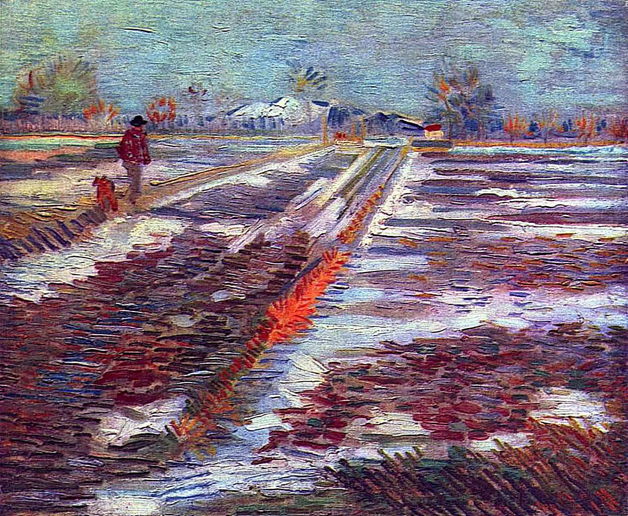Landscape with Snow (1888) Vincent van Gogh tablo - Dekolata