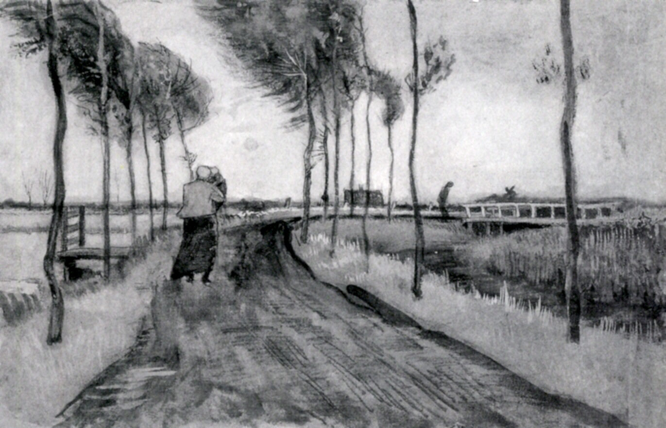 Landscape with Woman Walking (1883) Vincent van Gogh tablo - Dekolata