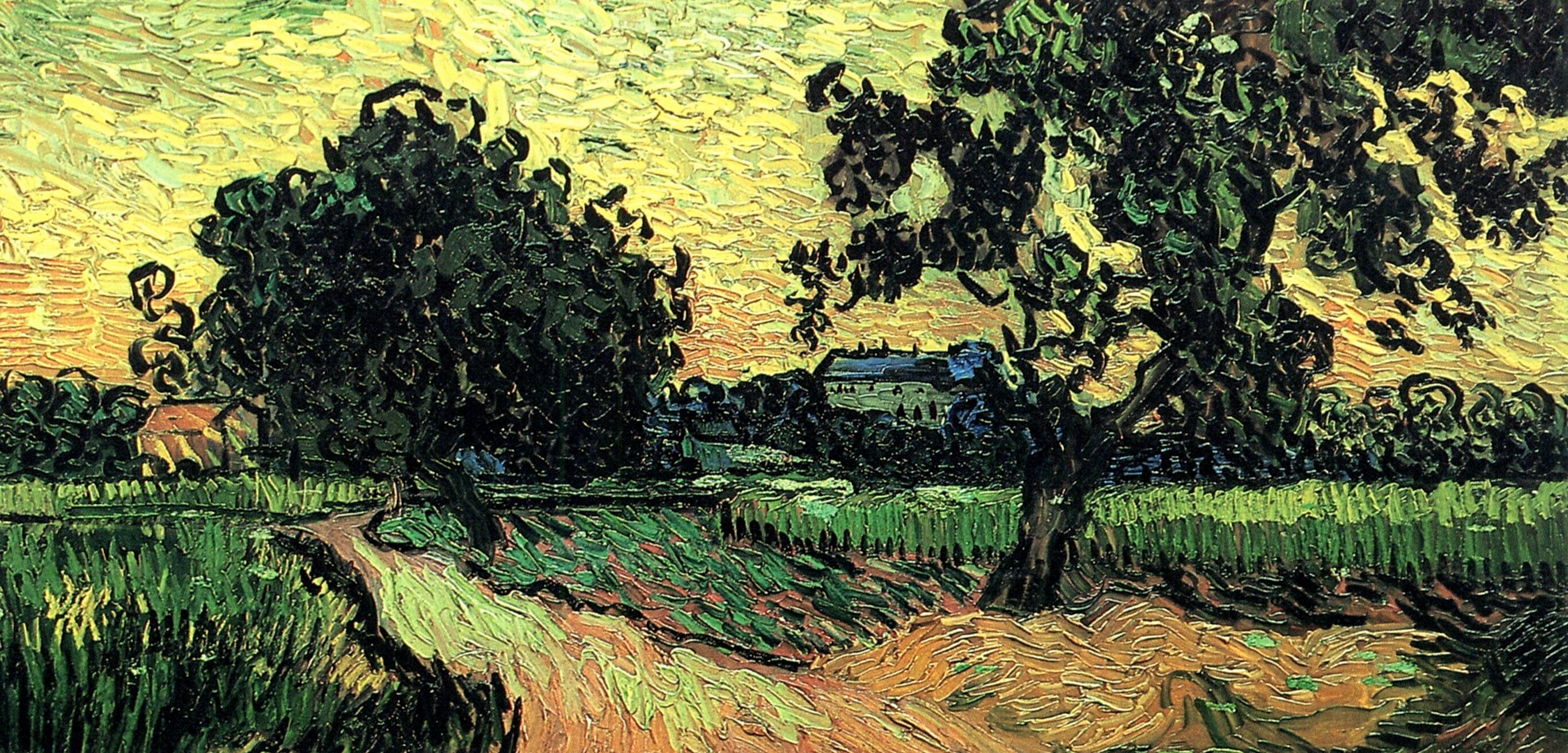 Landscape with the Chateau of Auvers at Sunset (1890) Vincent van Gogh tablo - Dekolata