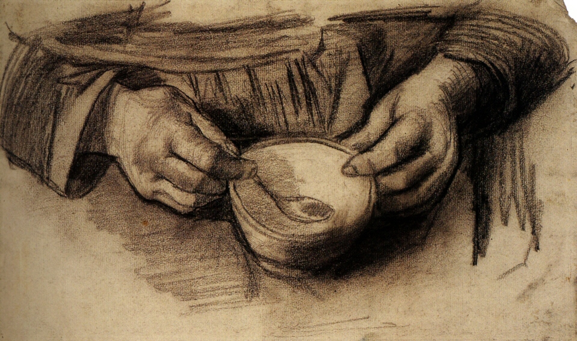 Lap with Hands and a Bowl (1885) Vincent van Gogh tablo - Dekolata