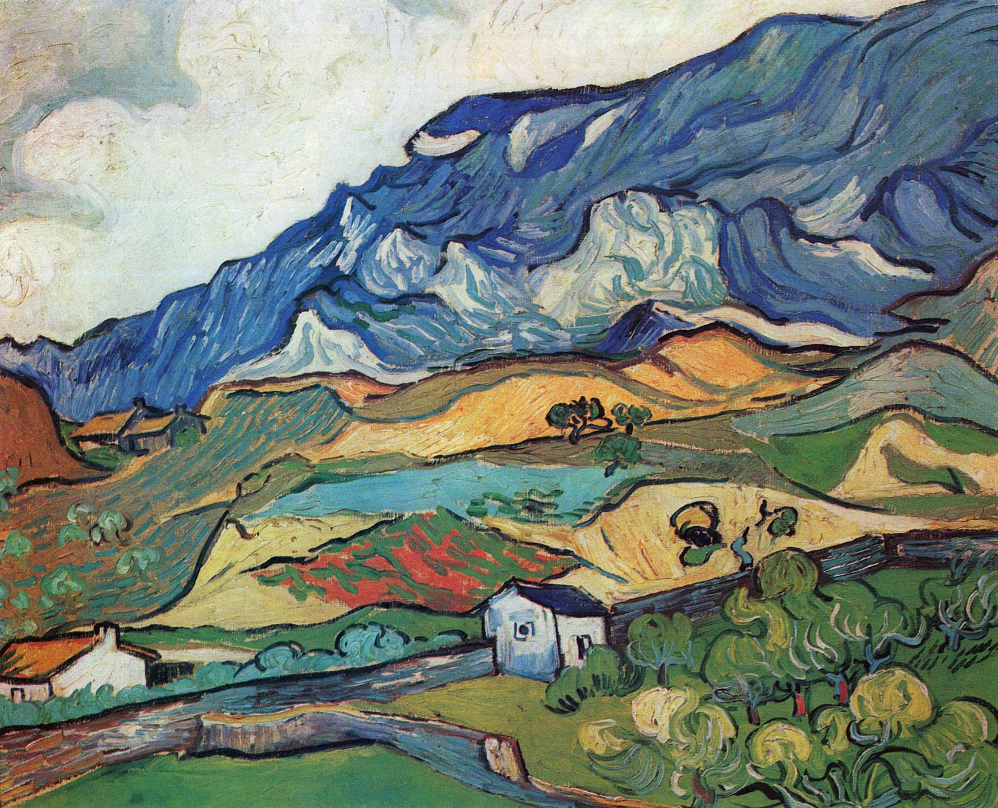 Les Alpilles, Mountain Landscape near South Reme (1889) – Vincent van Gogh Tablo