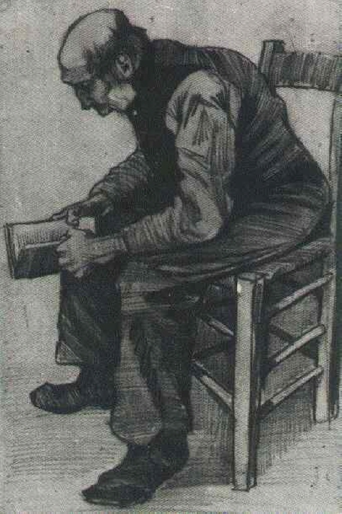 Man, Sitting, Reading a Book (1882) Vincent van Gogh tablo - Dekolata