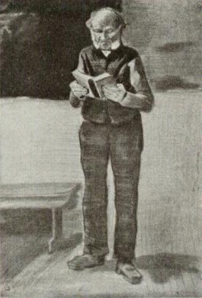 Man, Standing, Reading a Book (1882) Vincent van Gogh tablo - Dekolata
