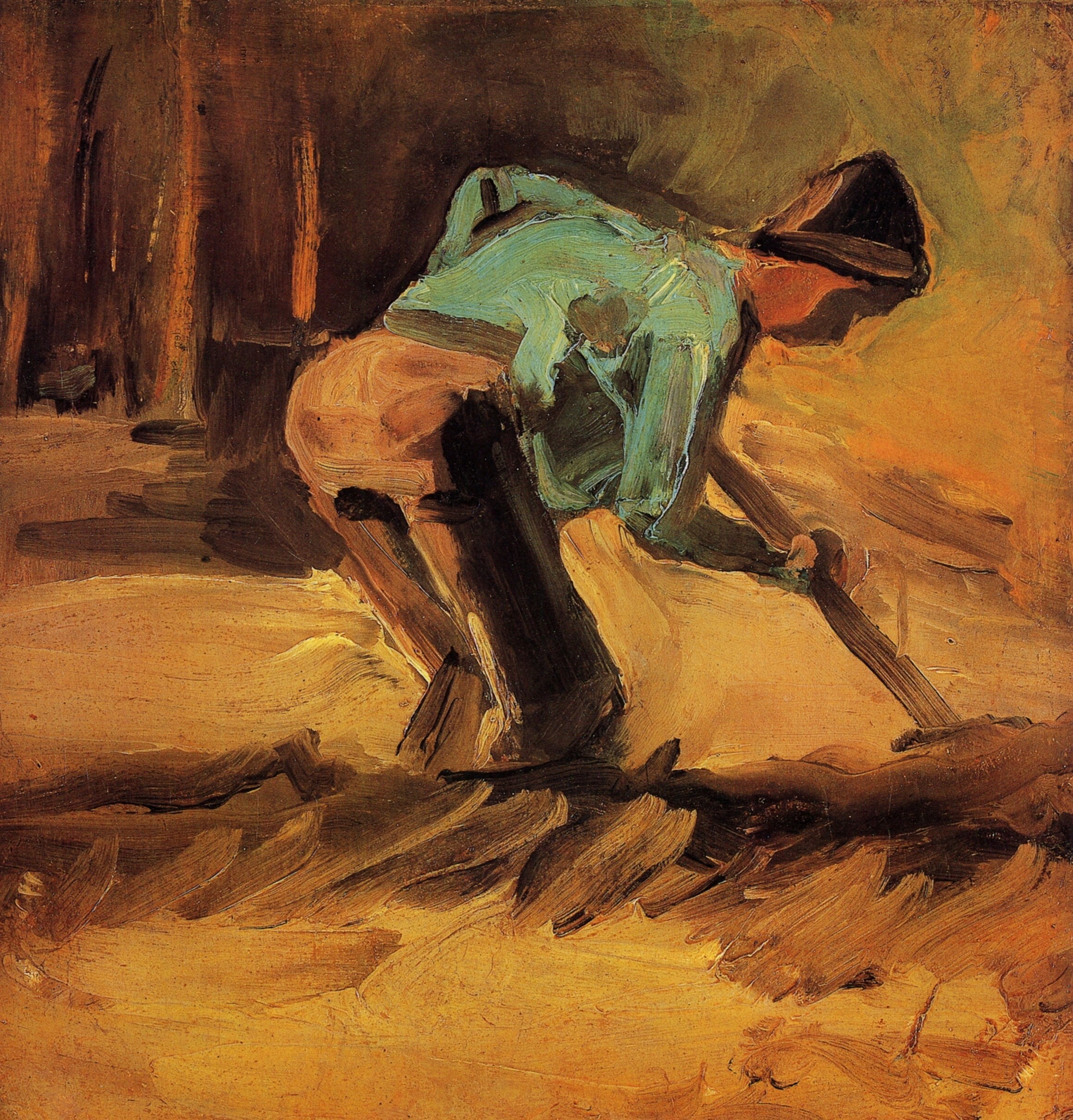 Man Stooping with Stick or Spade (1882) Vincent van Gogh tablo - Dekolata