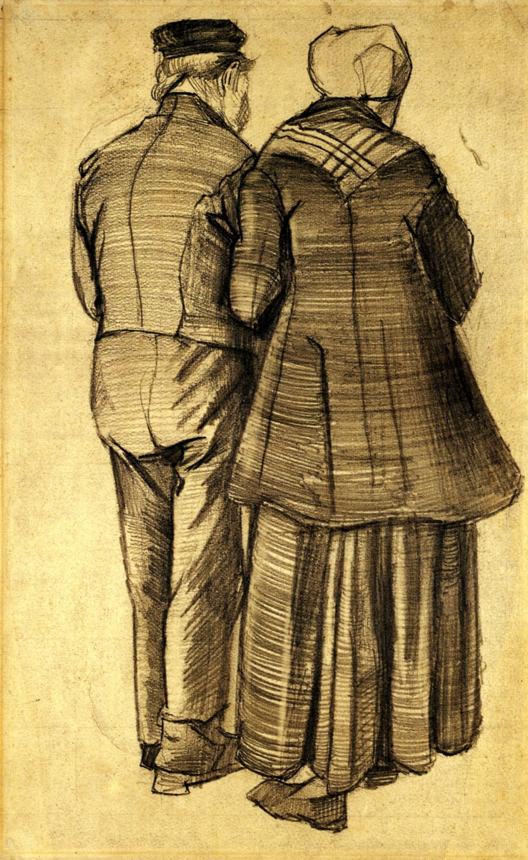 Man and Woman Seen from the Back (1882) – Vincent van Gogh Tablo