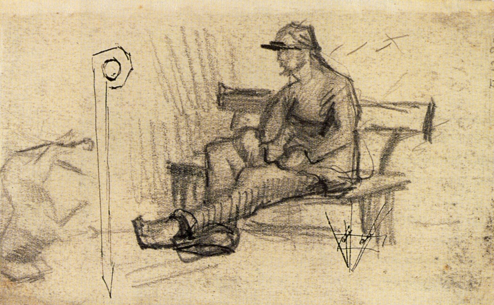 Man on a Bench (1886) Vincent van Gogh tablo - Dekolata