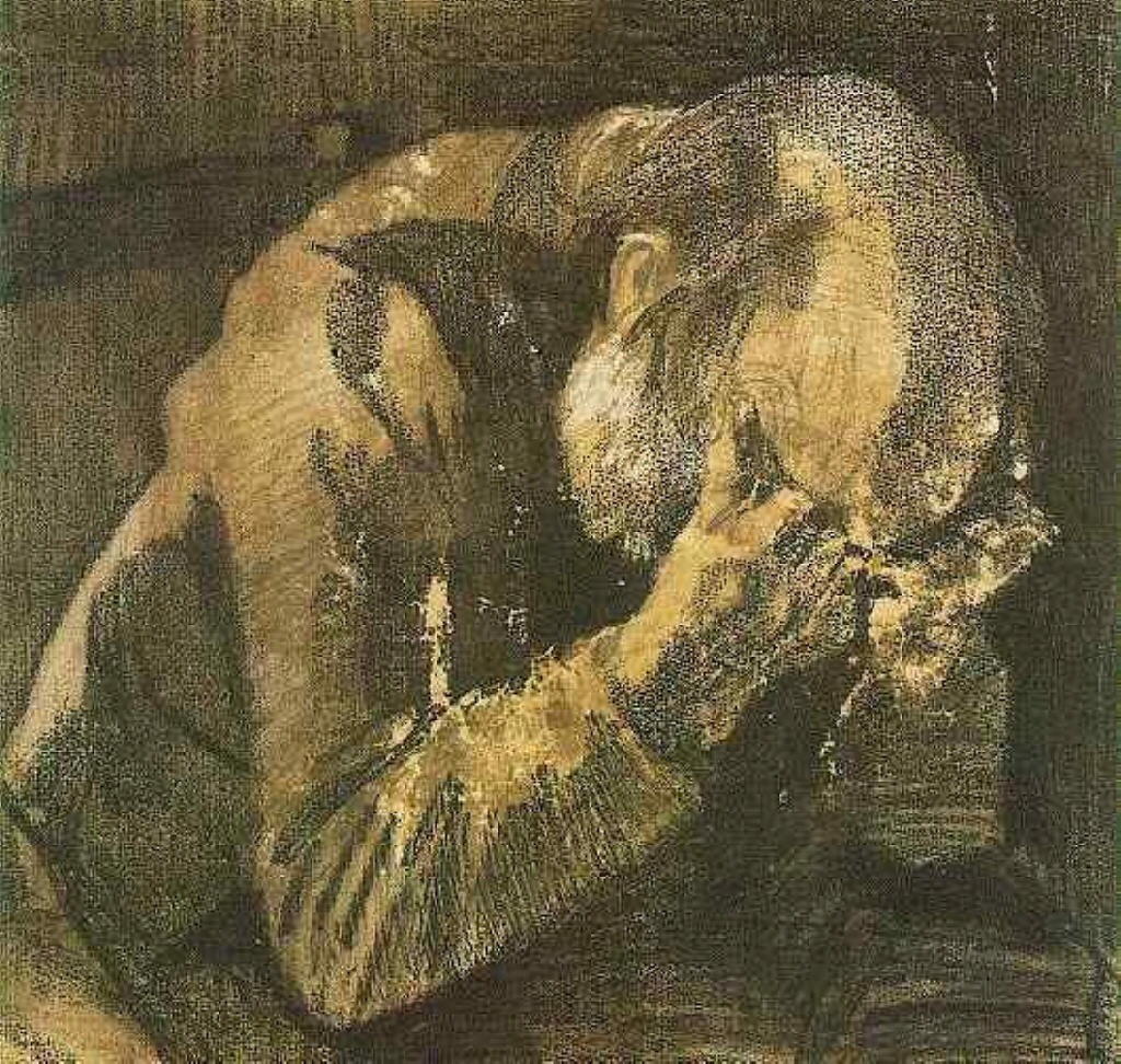 Man with his head in his hands (1882) Vincent van Gogh tablo - Dekolata