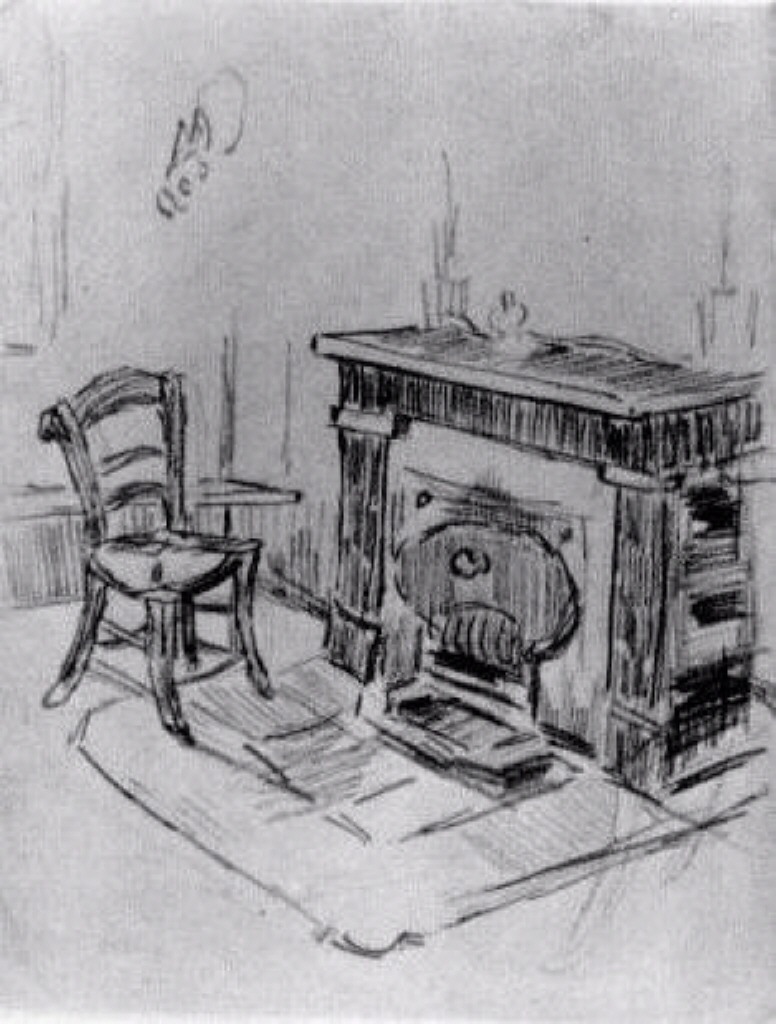 Mantelpiece with Chair (1890) Vincent van Gogh tablo - Dekolata