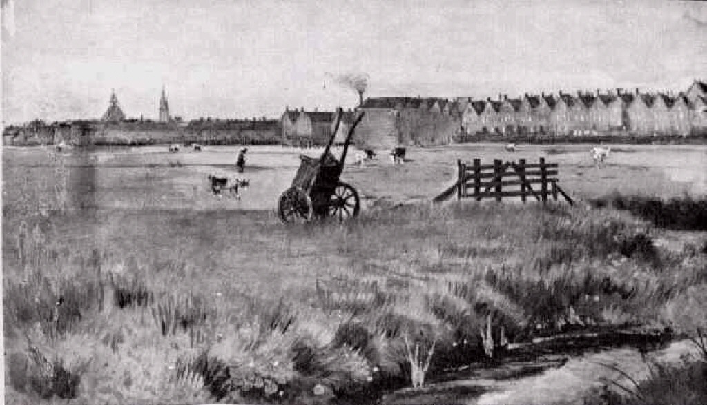 Meadow, In the Background New Church (1882) Vincent van Gogh tablo - Dekolata