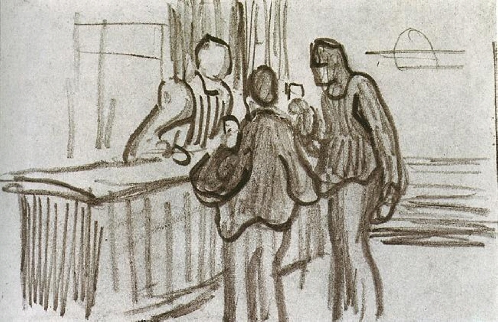 Men in Front of the Counter in a Cafe (1890) Vincent van Gogh tablo - Dekolata