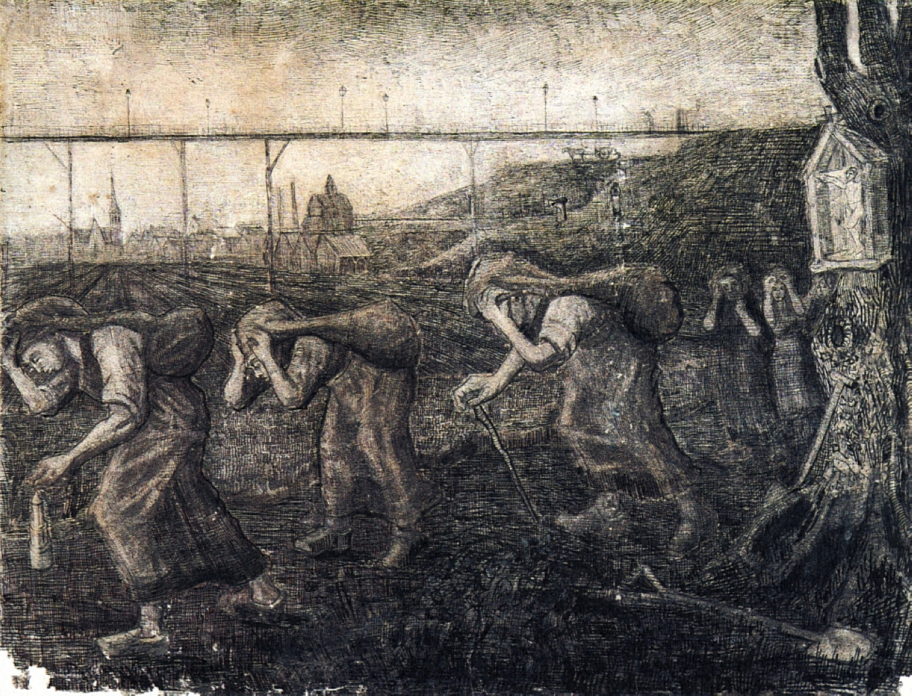 Miners Women Carrying Sacks (The Bearers of the Burden) (1881) Vincent van Gogh tablo - Dekolata