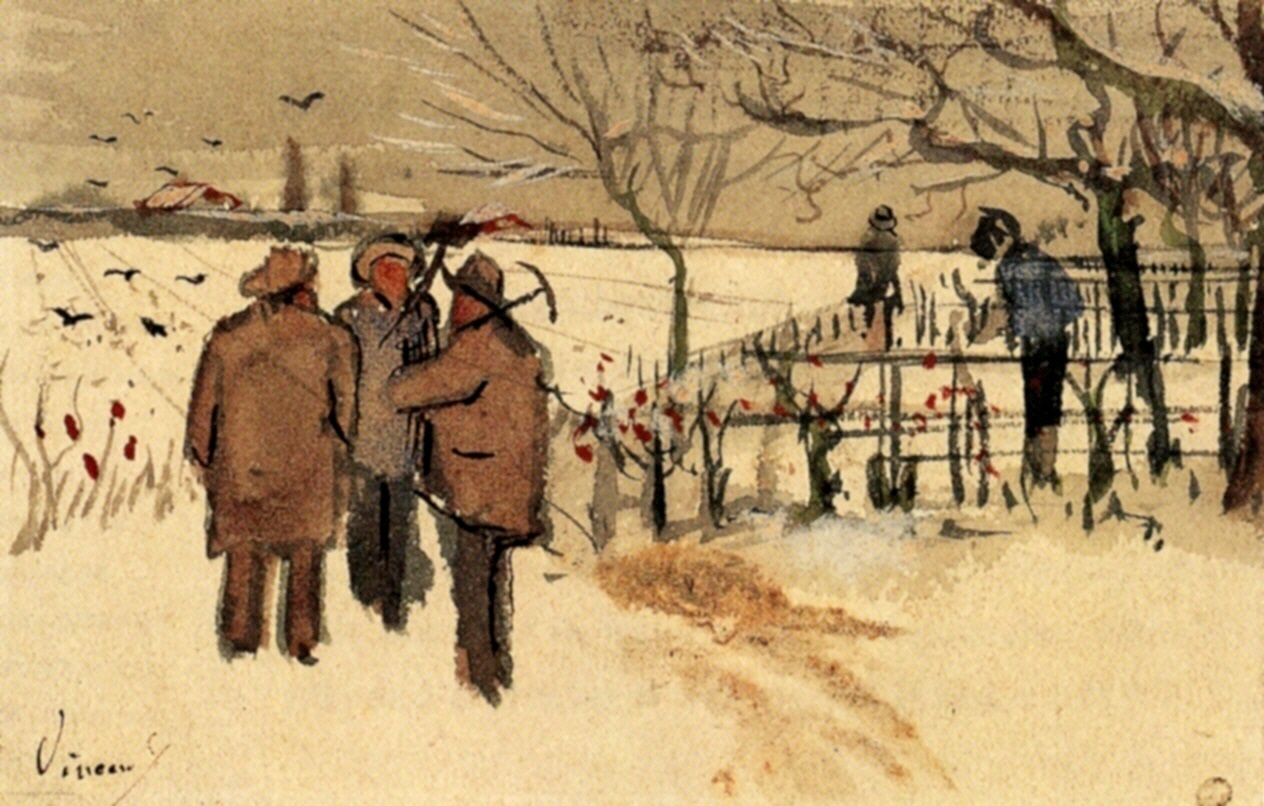 Miners in the Snow Winter (1882) Vincent van Gogh tablo - Dekolata