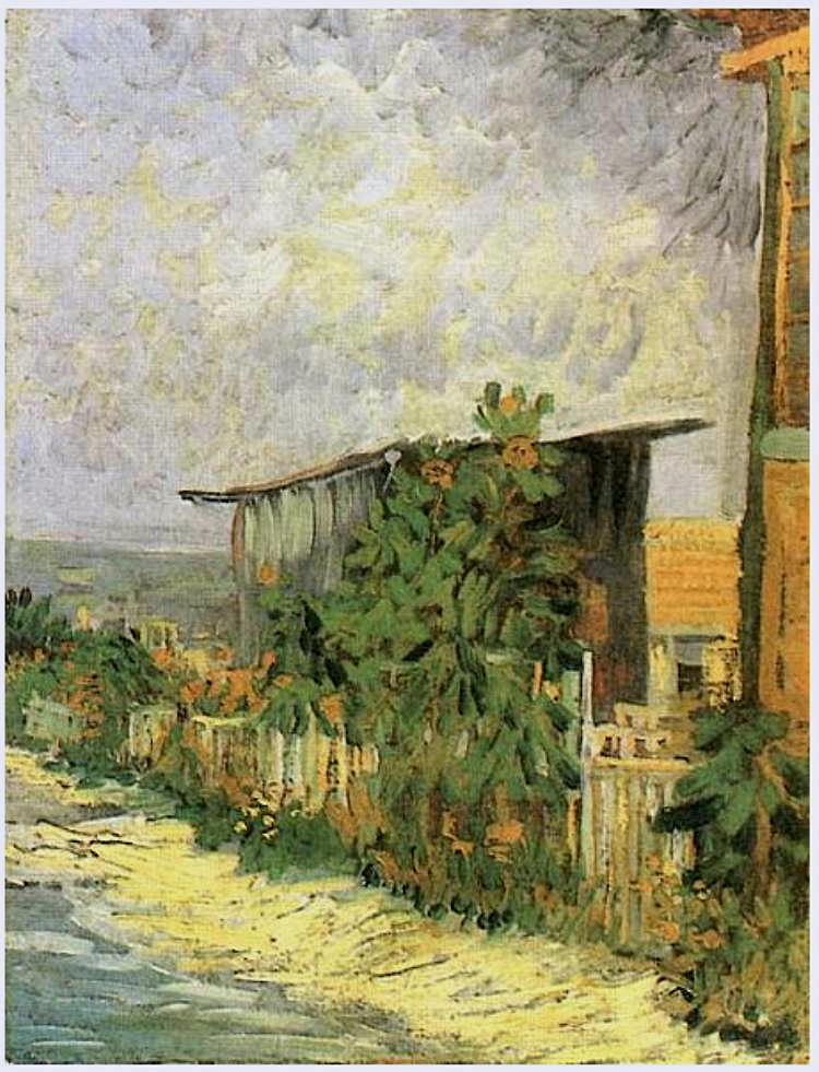 Montmartre Path with Sunflowers (1887) Vincent van Gogh tablo - Dekolata