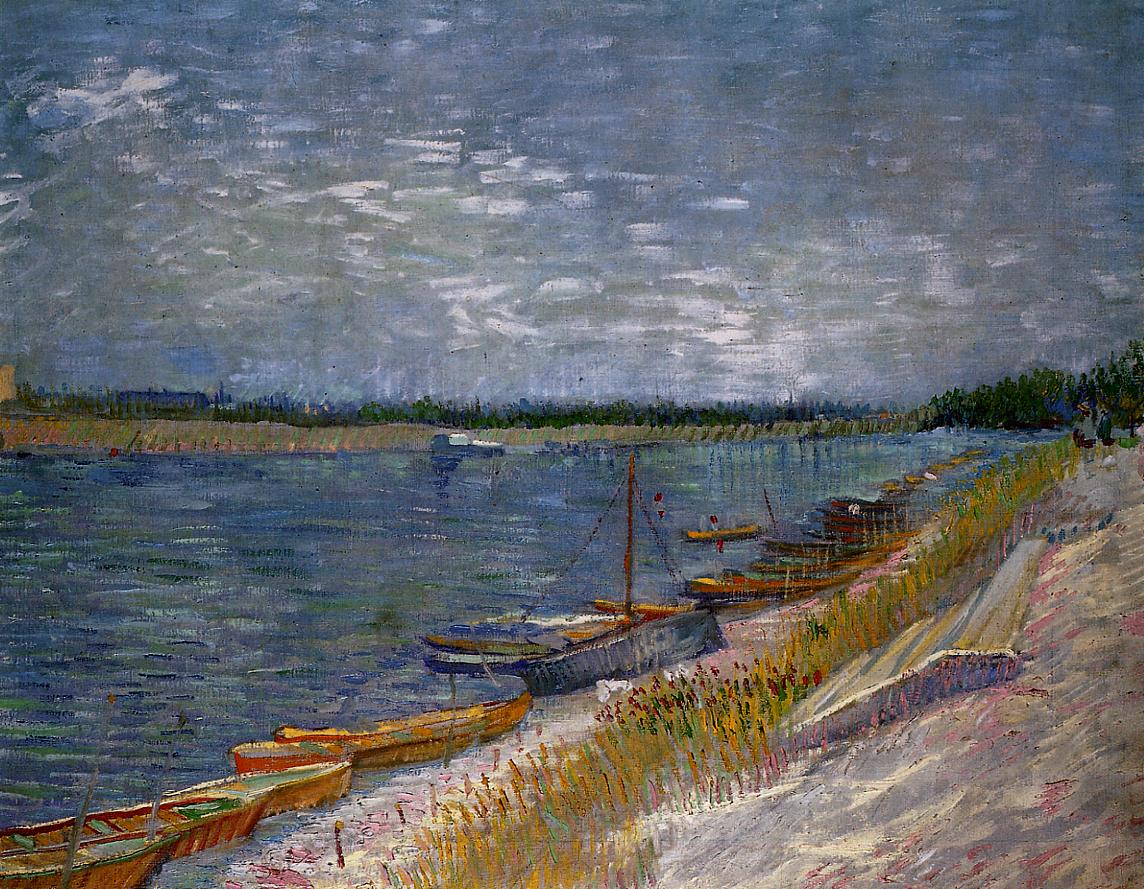 Moored Boats (1887) Vincent van Gogh tablo - Dekolata