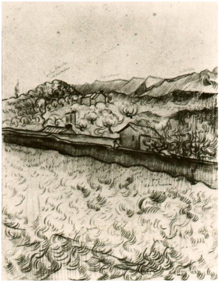 Mountain Landscape Seen across the Walls 2 (1889) Vincent van Gogh tablo - Dekolata