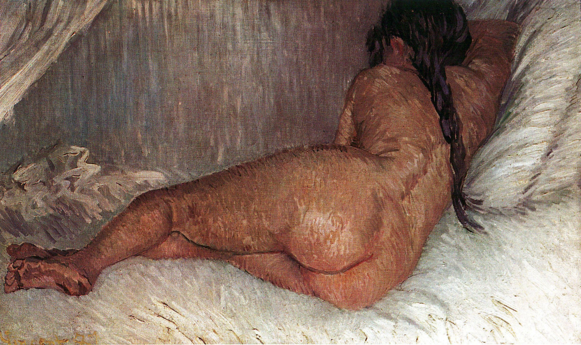 Nude Woman Reclining, Seen from the Back (1887) Vincent van Gogh tablo - Dekolata