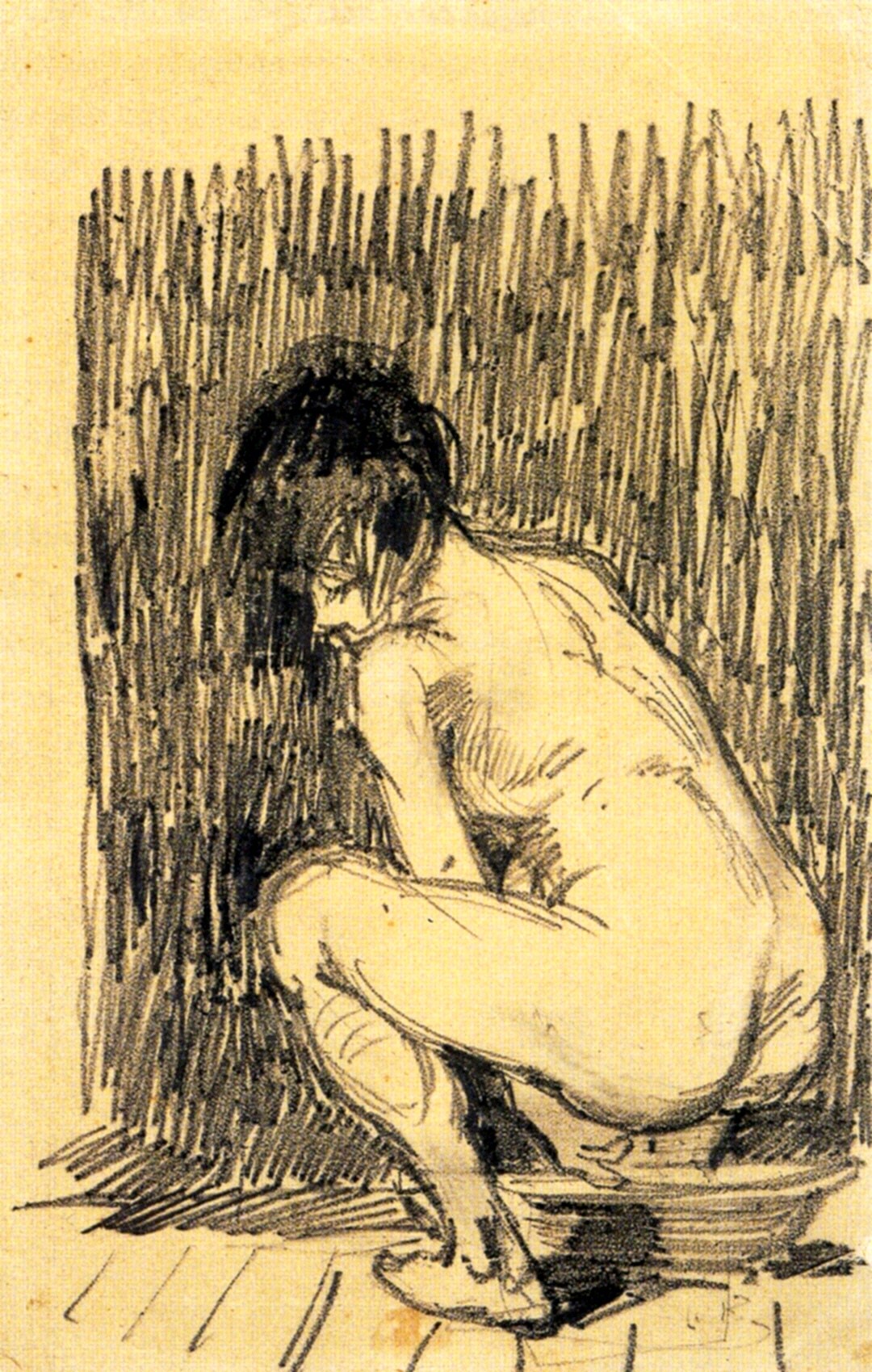 Nude Woman Squatting Over a Basin (1887) Vincent van Gogh tablo - Dekolata