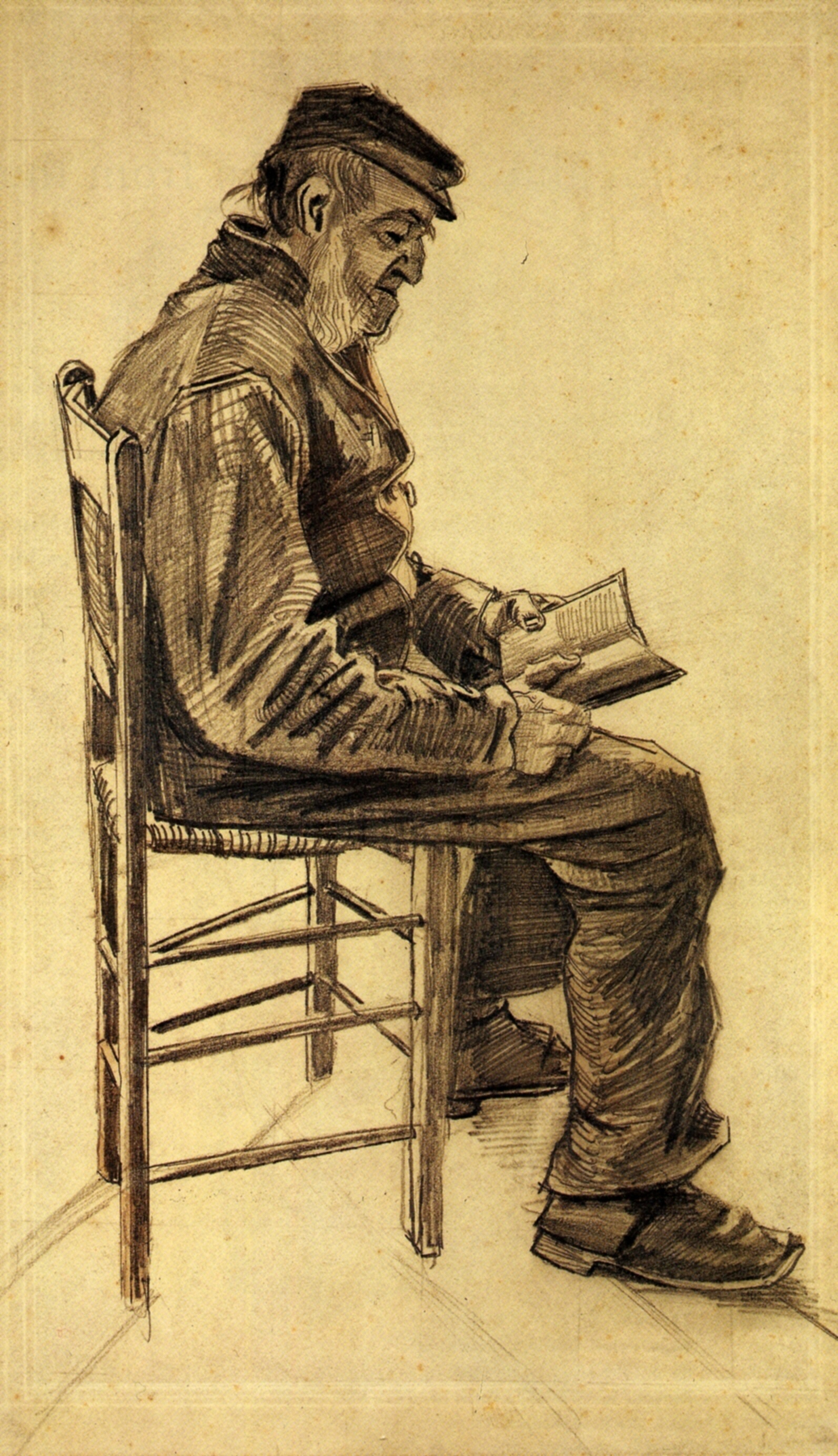 Old Man Reading (1882) Vincent van Gogh tablo - Dekolata