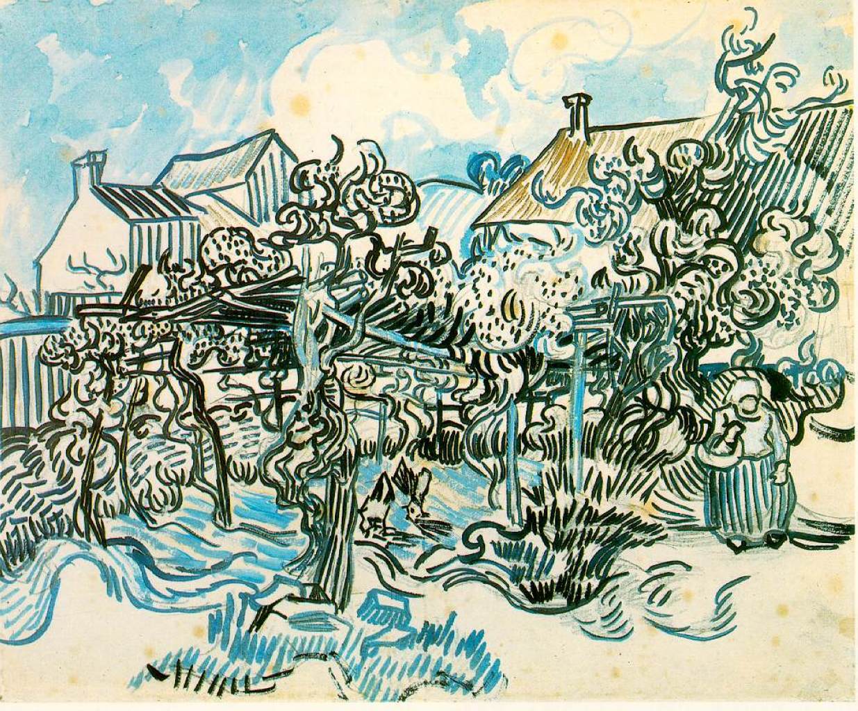 Old Vineyard with Peasant Woman (1890) – Vincent van Gogh Tablo