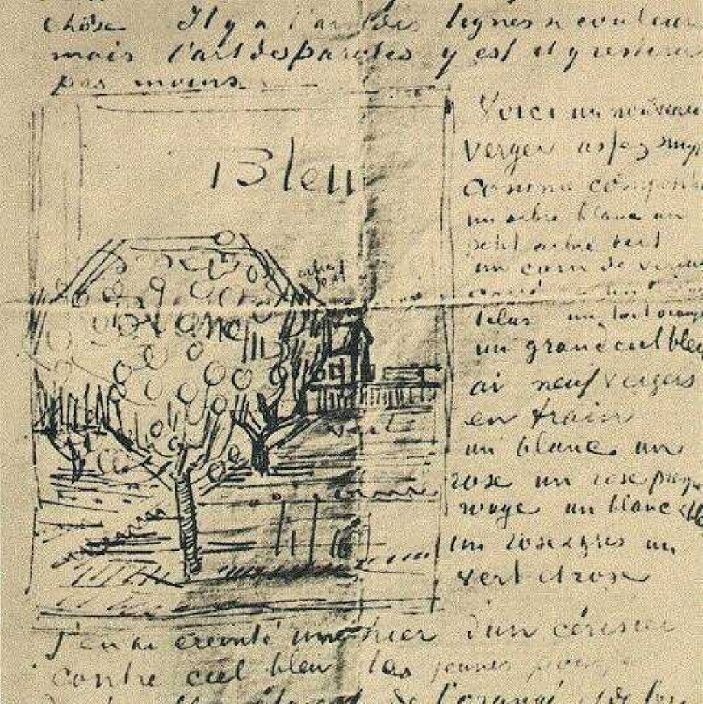 Orchard and House with Orange Roof (1888) Vincent van Gogh tablo - Dekolata