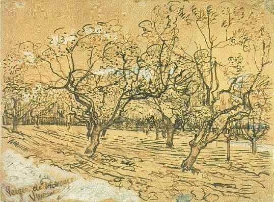Orchard with Blossoming Plum Trees (The White Orchard) (1888) – Vincent van Gogh Tablo