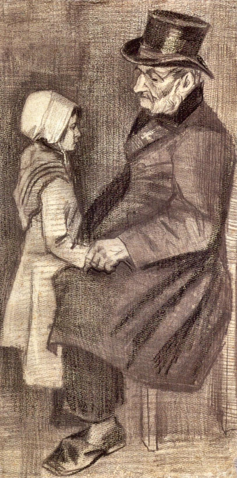 Orphan Man, Sitting with a Girl (1882) Vincent van Gogh tablo - Dekolata