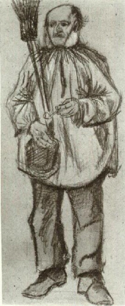Orphan Man, Wearing a Blouse, with Broom and Pipe (1882) Vincent van Gogh tablo - Dekolata