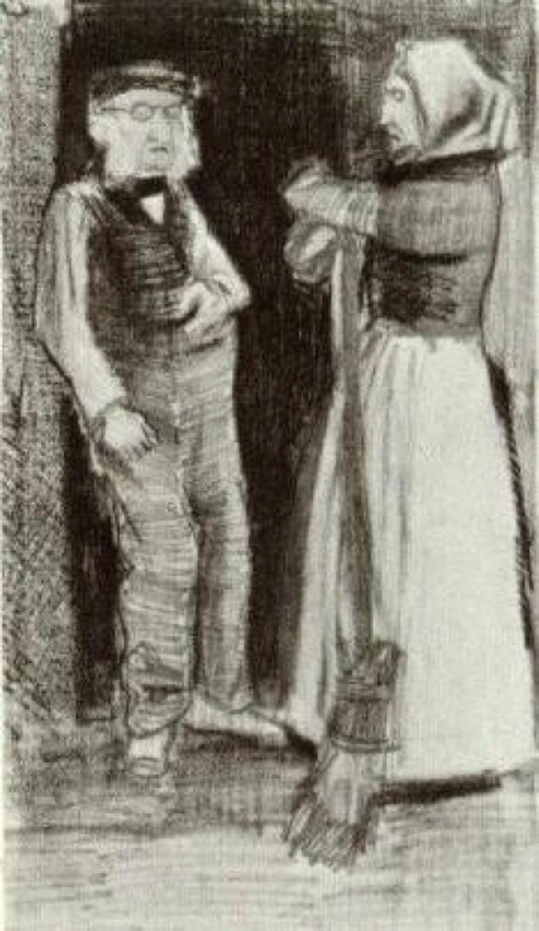 Orphan Man Talking with Woman Sien (1883) Vincent van Gogh tablo - Dekolata