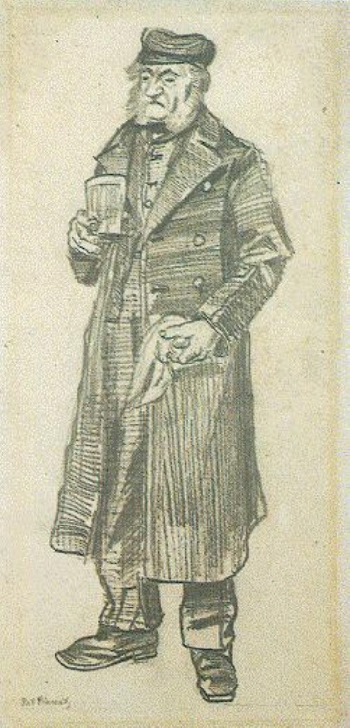 Orphan Man with Long Overcoat, Glass and Handkerchief (1882) Vincent van Gogh tablo - Dekolata