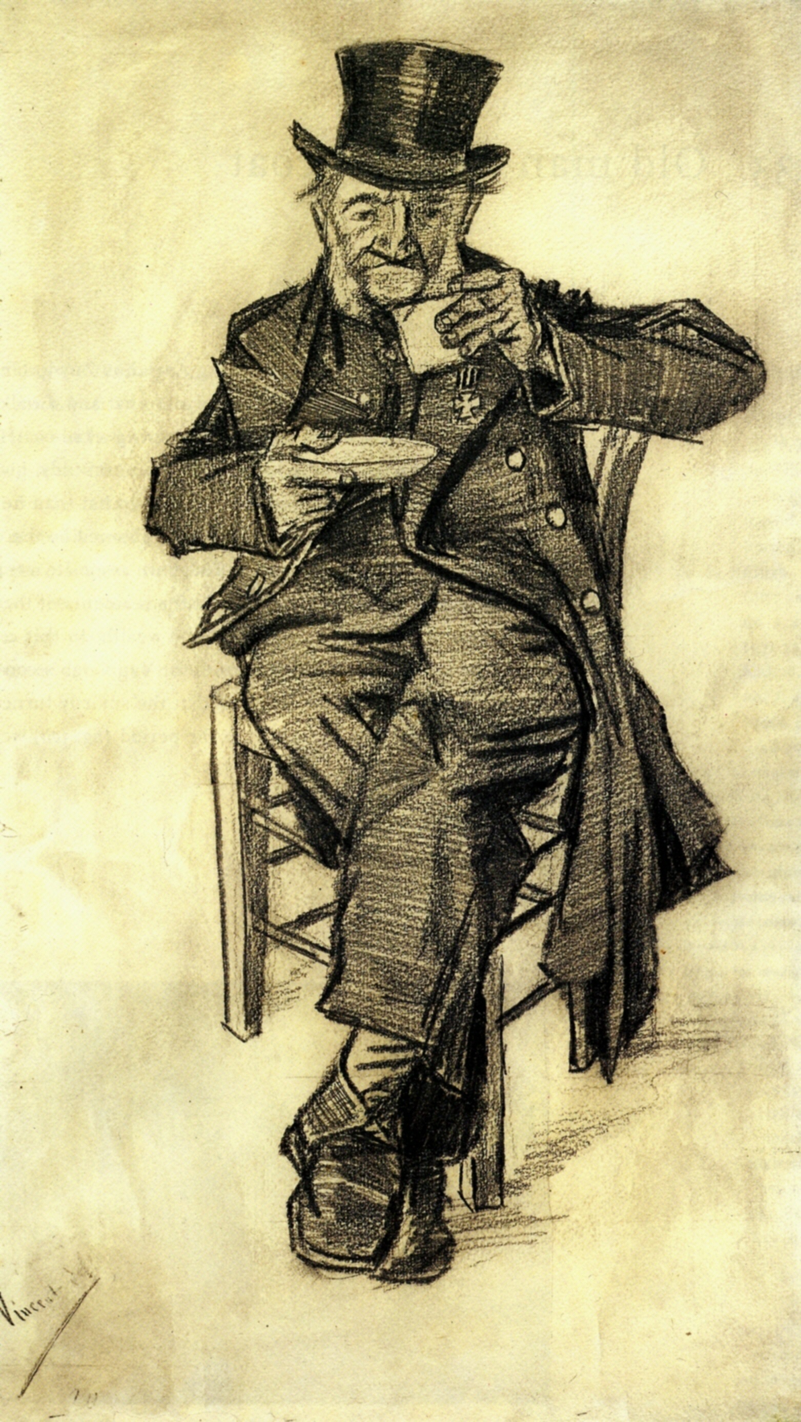 Orphan Man with Top Hat, Drinking Coffee (1882) Vincent van Gogh tablo - Dekolata
