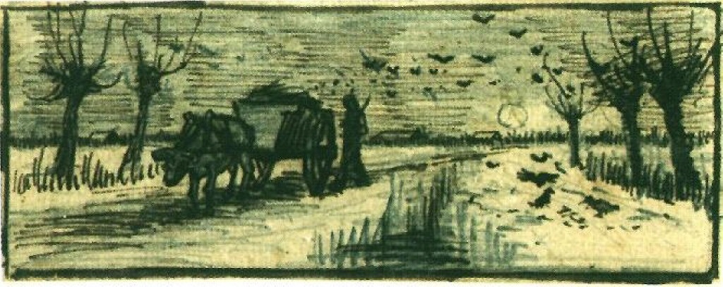 Oxcart in the Snow (1884) Vincent van Gogh tablo - Dekolata