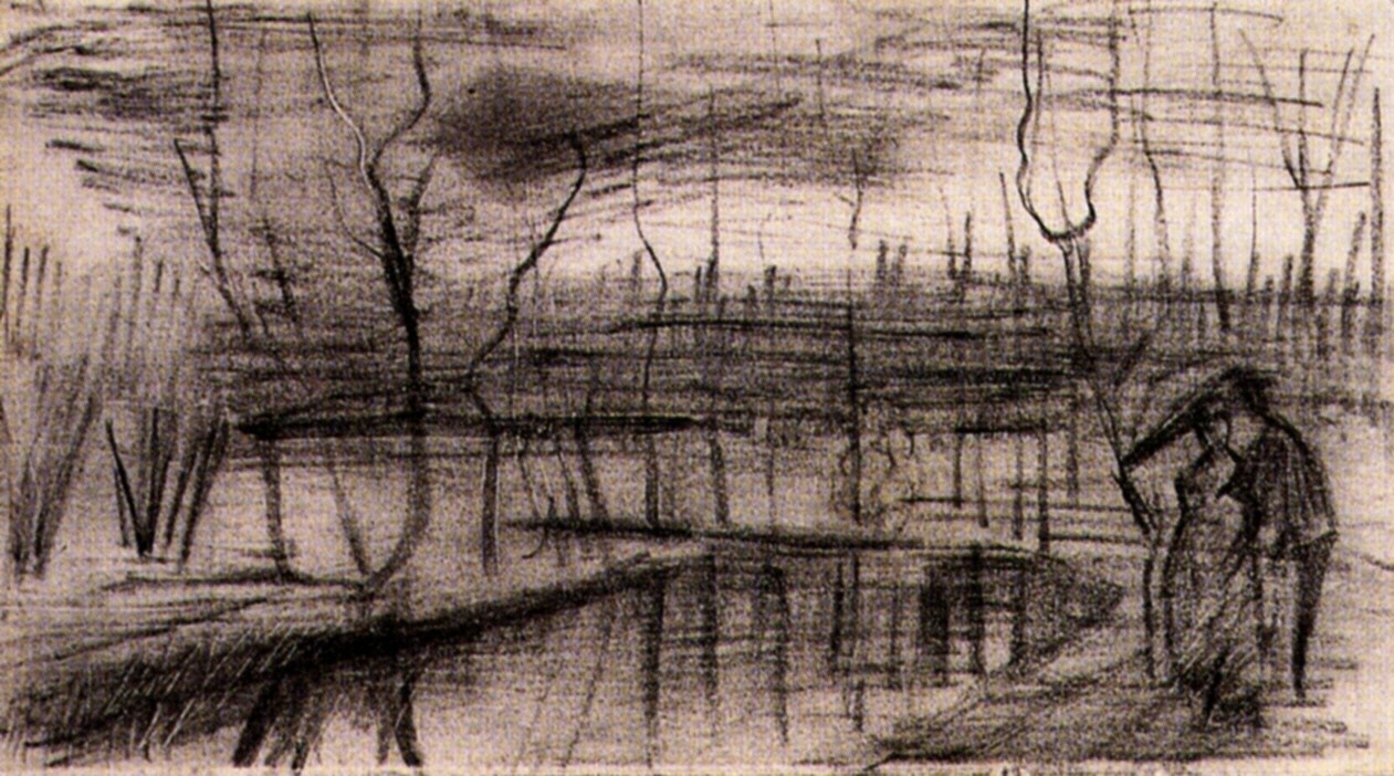 Park with Figures (1886) Vincent van Gogh tablo - Dekolata
