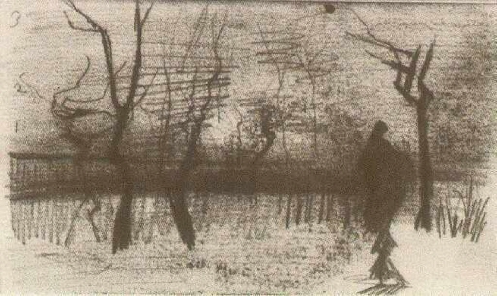 Parsonage Garden at Dusk (1885) Vincent van Gogh tablo - Dekolata