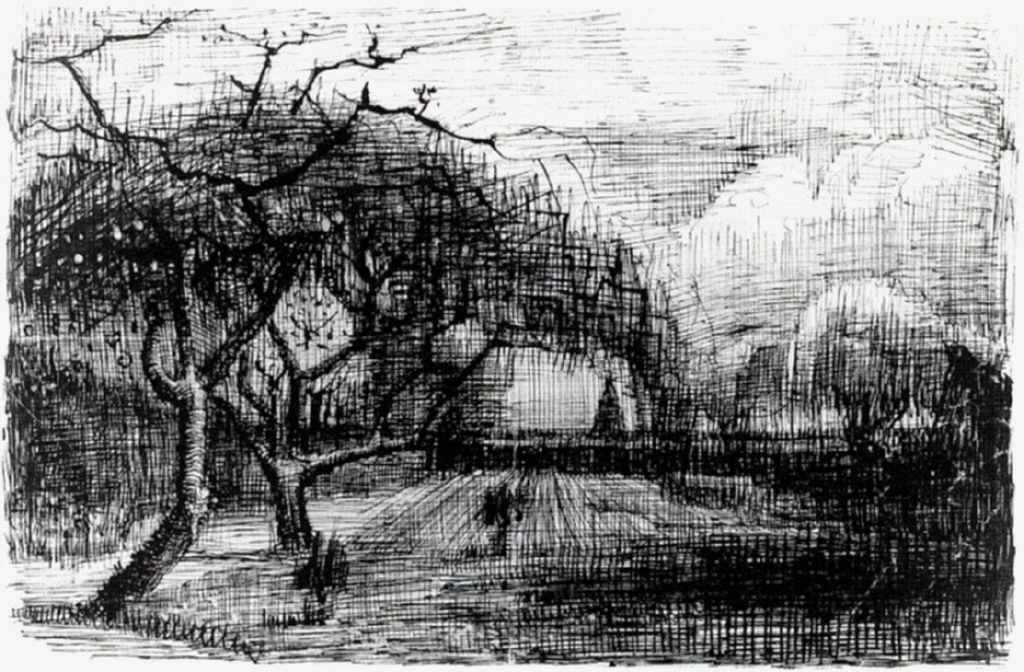 Parsonage with Flowering Trees (1884) Vincent van Gogh tablo - Dekolata