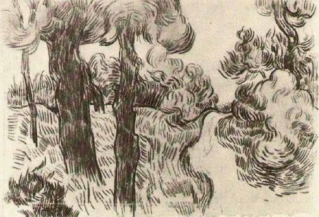 Path between Pine Trees (1889) Vincent van Gogh tablo - Dekolata