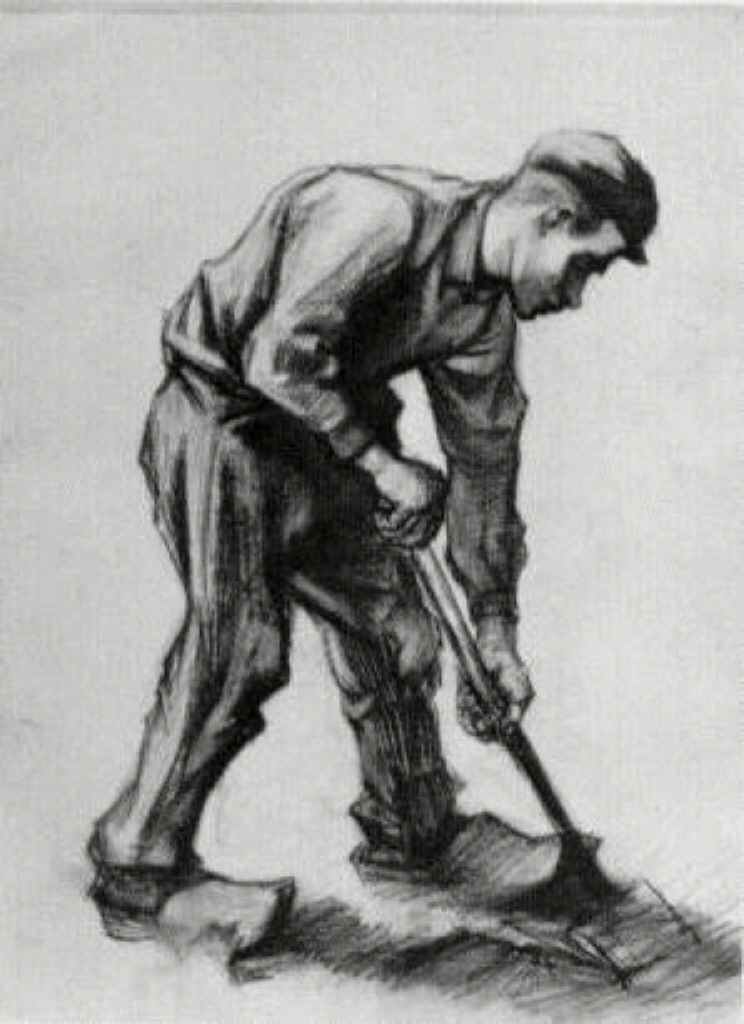 Peasant Boy, Digging (1885) Vincent van Gogh tablo - Dekolata